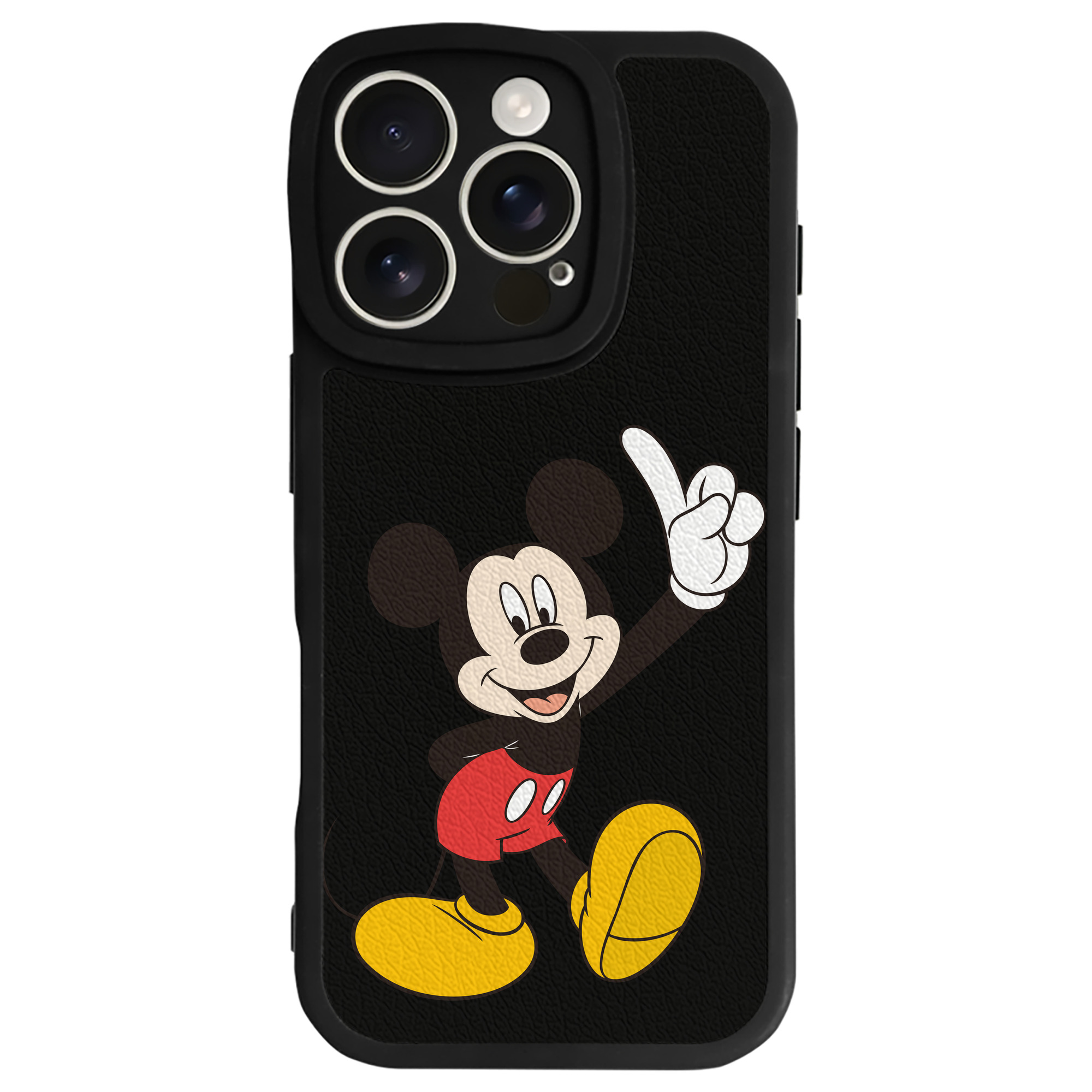 （画像用） ミッキーマウス Mickey Mouse 【iPhone 16シリーズ対応】シリコンスマホケース（レザー調） 材質：シリコン